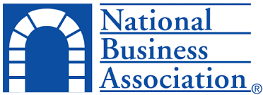 A blue and white logo for the national business association.