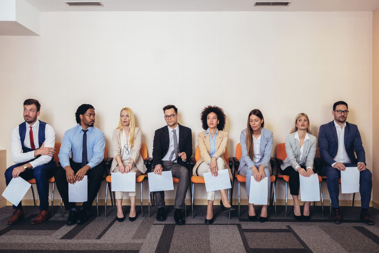 Photo of candidates waiting for a job interview. Selective focus